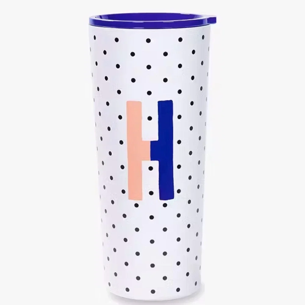 Kate Spade Blue‎ and White Polka Dot Tumbler 24 oz